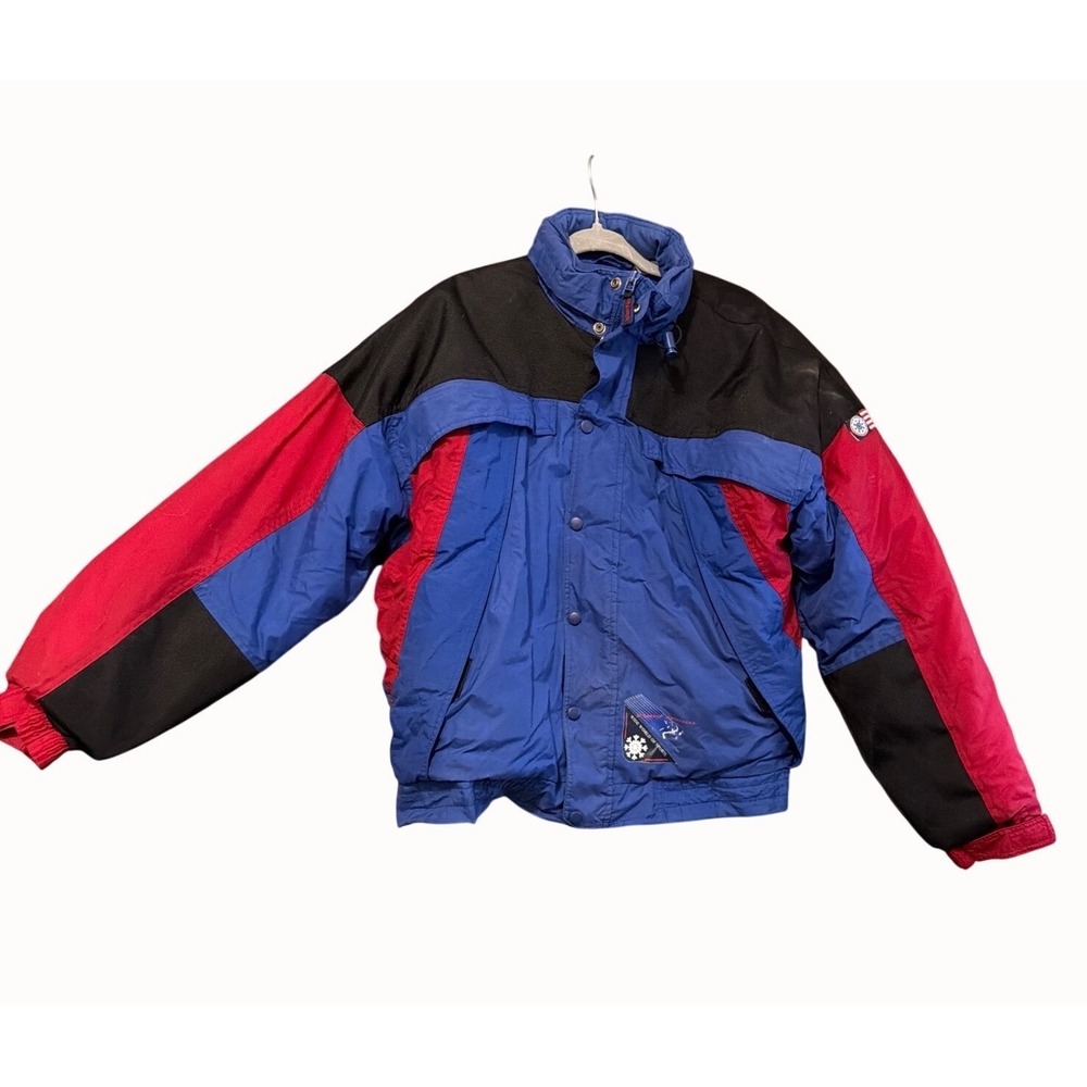 ABC Sports Colorblock Winter Jacket Nylon Shell Insulated‎ Blue  Size L vintage